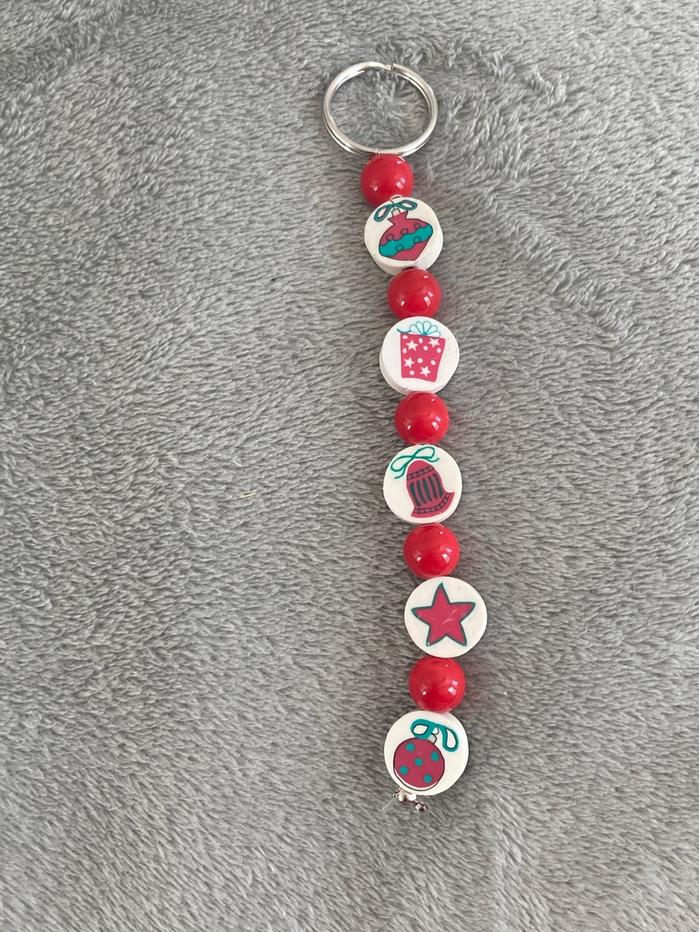 Christmas clay bead keychain